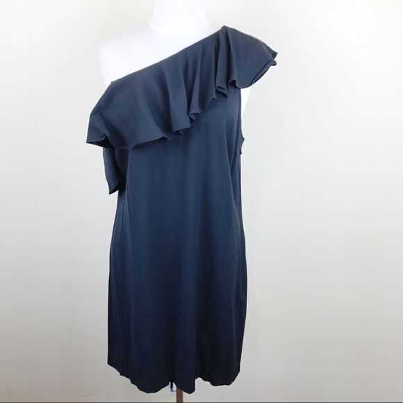 Joie Black One Off Shoulder Mini Cocktail Dress 12 - Picture 2 of 8